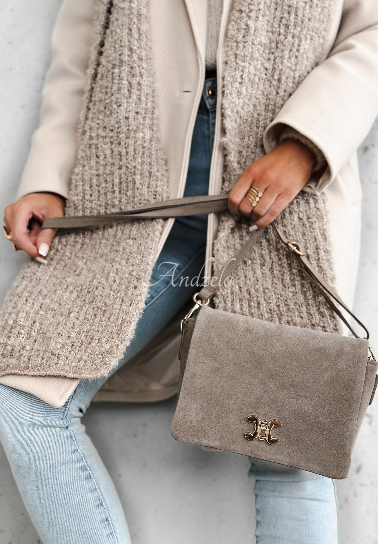In My Closet mocha suede handbag