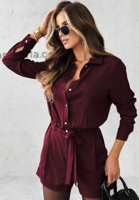 Viscose short suit Forgot Again burgundy