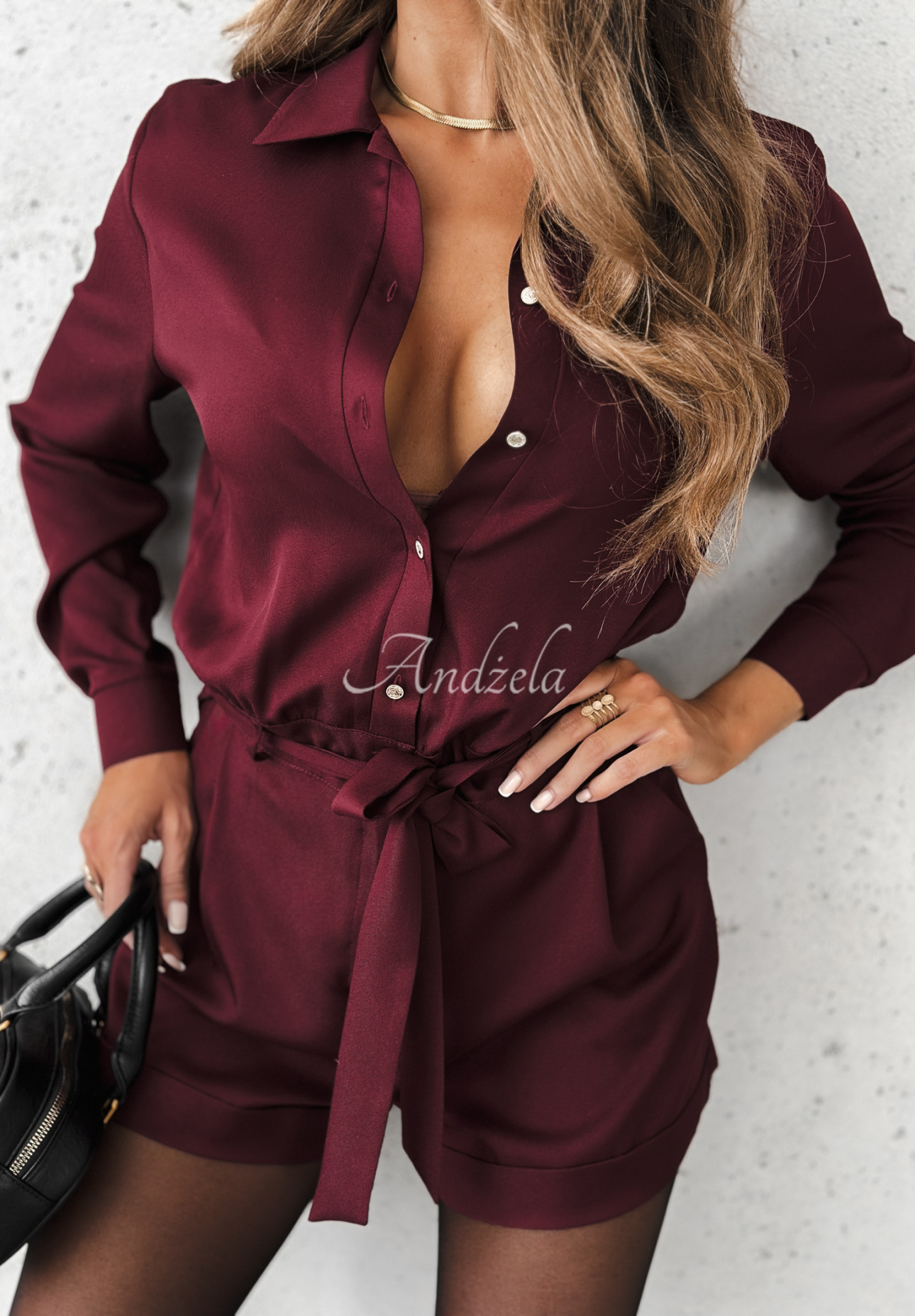 Viscose short suit Forgot Again burgundy