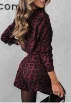 Krótki kombinezon w panterkę Forgot Again burgundowy