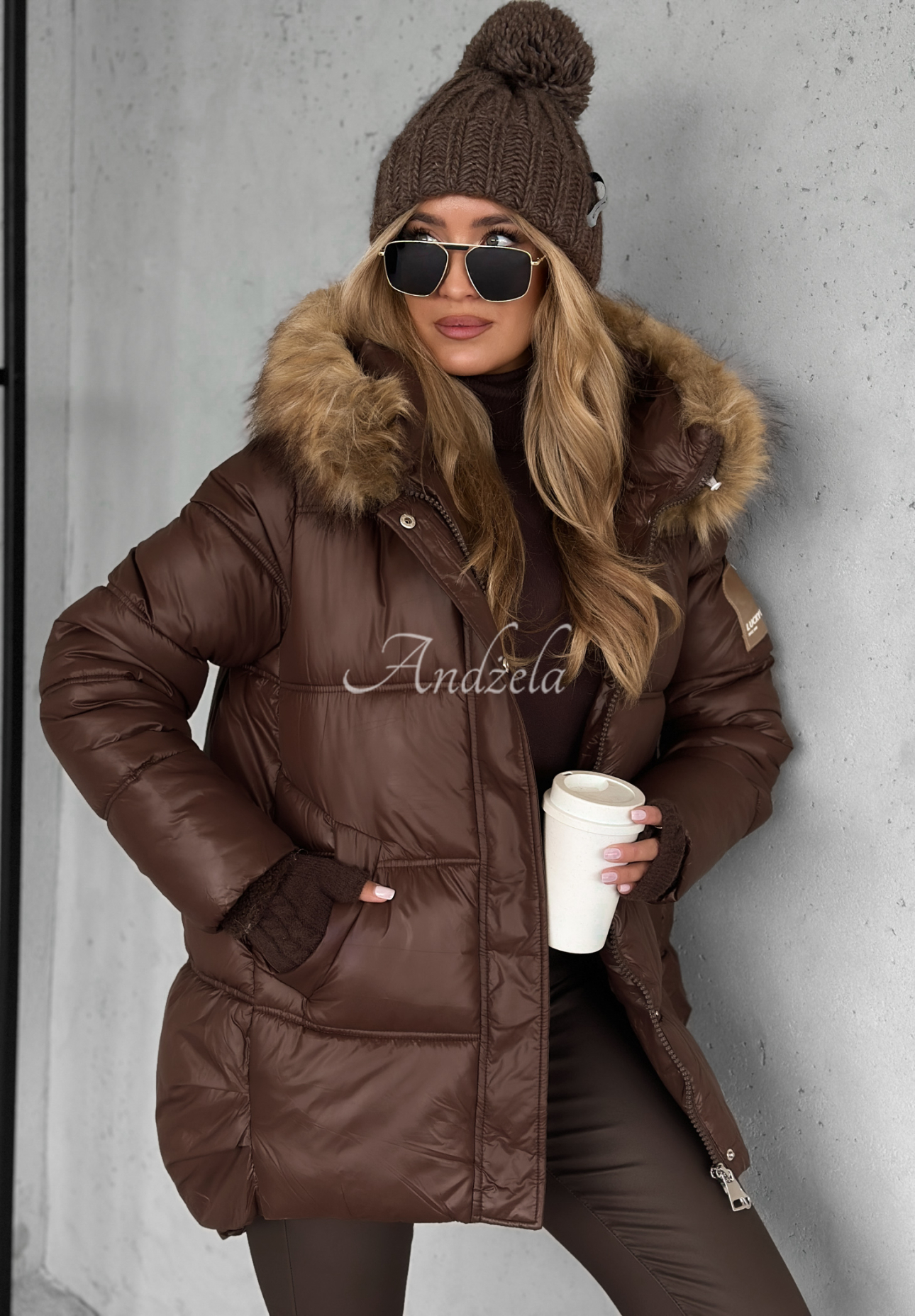 Lucky chocolate quilted hooded jacket II