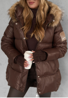 Pikowana kurtka z kapturem Lucky czekoladowa II