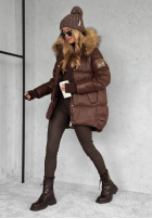 Pikowana kurtka z kapturem Lucky czekoladowa II