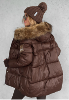 Pikowana kurtka z kapturem Lucky czekoladowa II