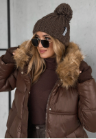 Pikowana kurtka z kapturem Lucky czekoladowa II