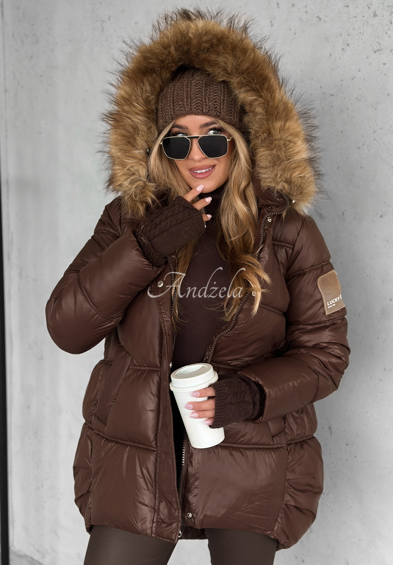 Lucky chocolate quilted hooded jacket II