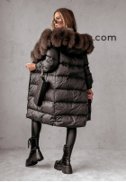 Długa pikowana kurtka z futerkiem Ice Kingdom czarna