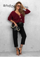 Krótki kardigan alpaka Fluffy And Cute burgundowy