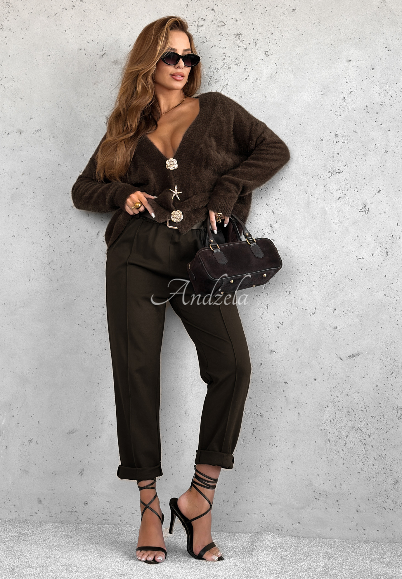 Short alpaca cardigan Fluffy And Cute chocolate