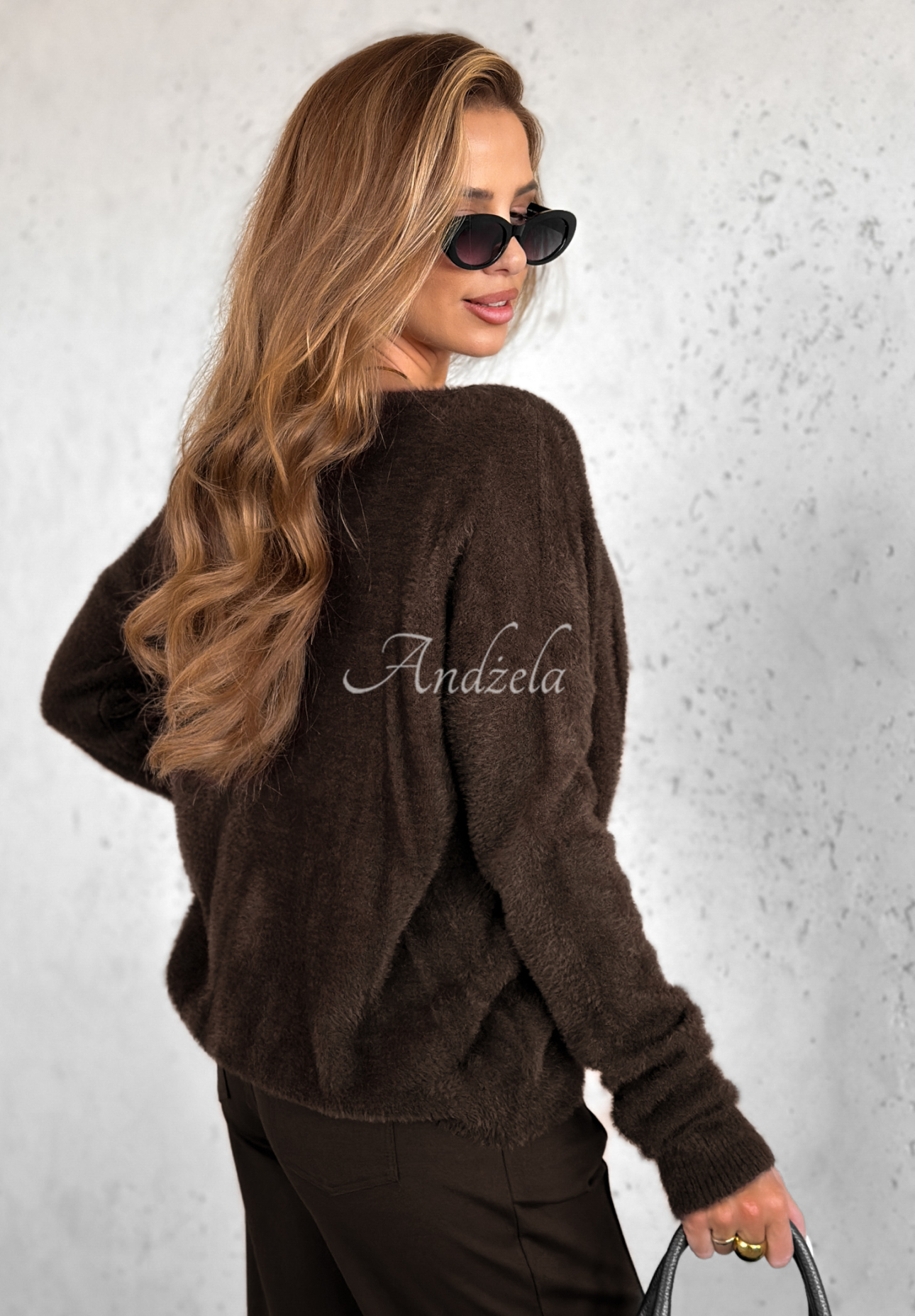 Short alpaca cardigan Fluffy And Cute chocolate