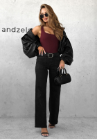 Spodnie jeansowe wide leg z paskiem Still Learning ciemnoszare