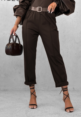 Viscose pants with belt Can't Unsee chocolate