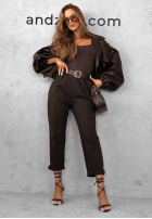 Spodnie z paskiem Can’t Unsee czekoladowe