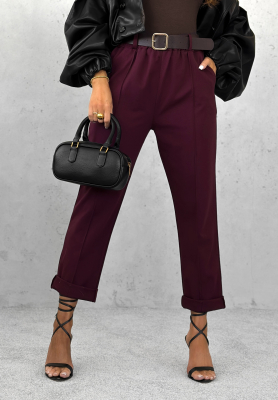 Viscose pants with belt Can't Unsee burgundy