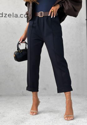 Viscose pants with belt Can't Unsee navy blue