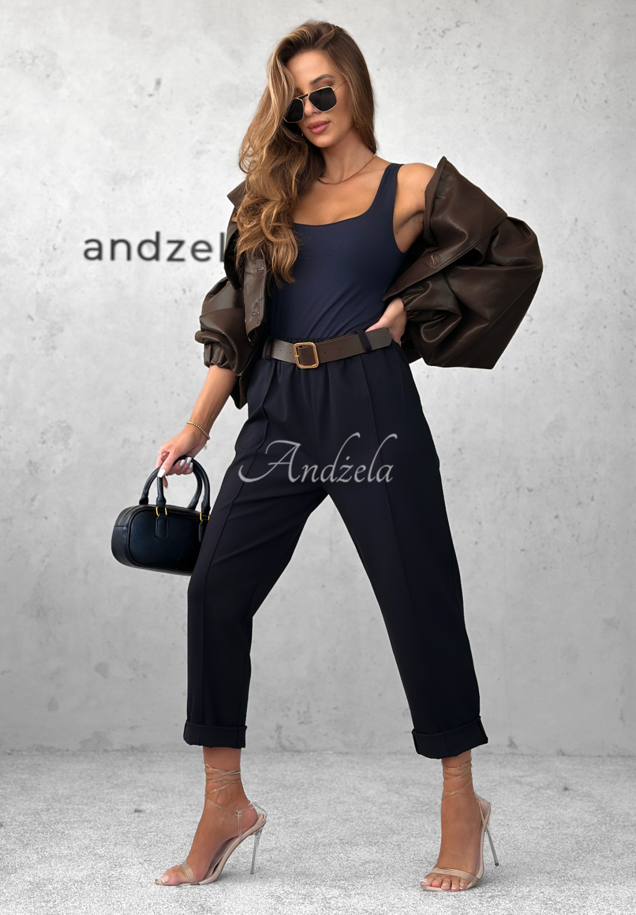 Viscose pants with belt Can't Unsee navy blue