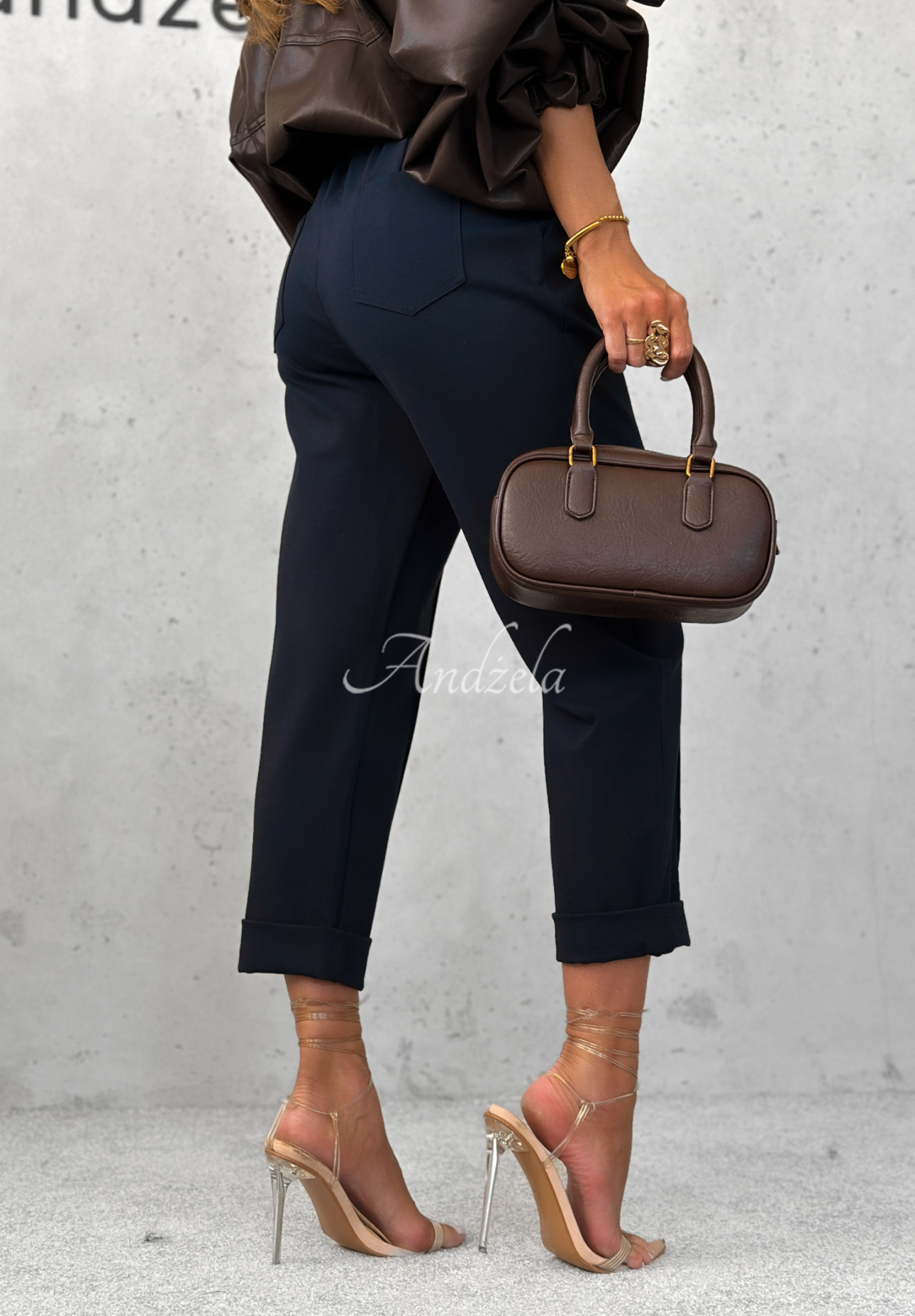 Viscose pants with belt Can't Unsee navy blue