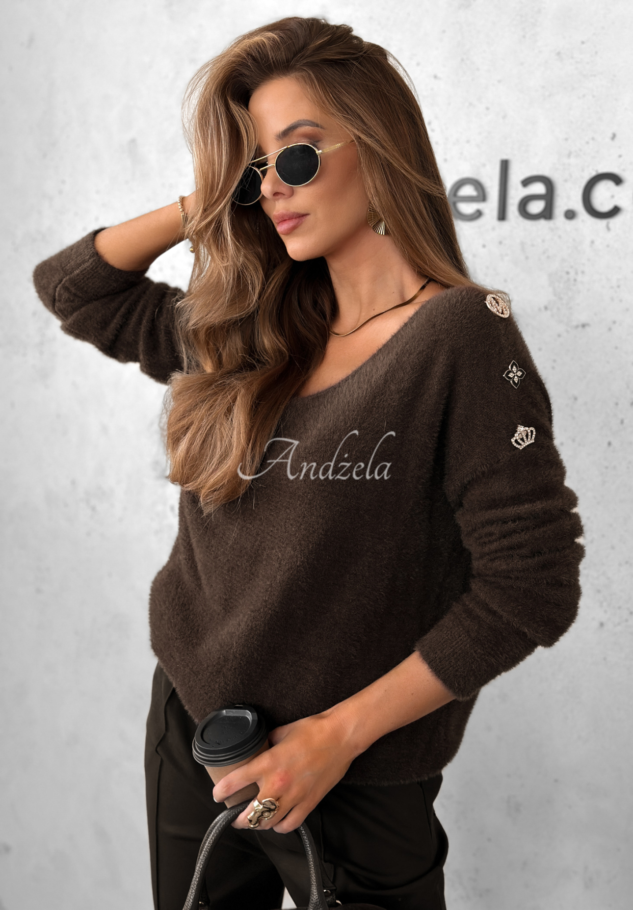 Teddy Fluff chocolate alpaca sweater