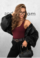 Wiskozowy top z dekoltem All Coming Back burgundowy