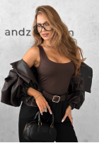 Wiskozowy top z dekoltem All Coming Back czekoladowy