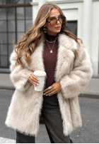 Płaszcz futerko z kołnierzem Chestnut Hill beżowy