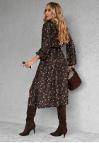 Sukienka midi w kwiaty Tell Me Now czekoladowa