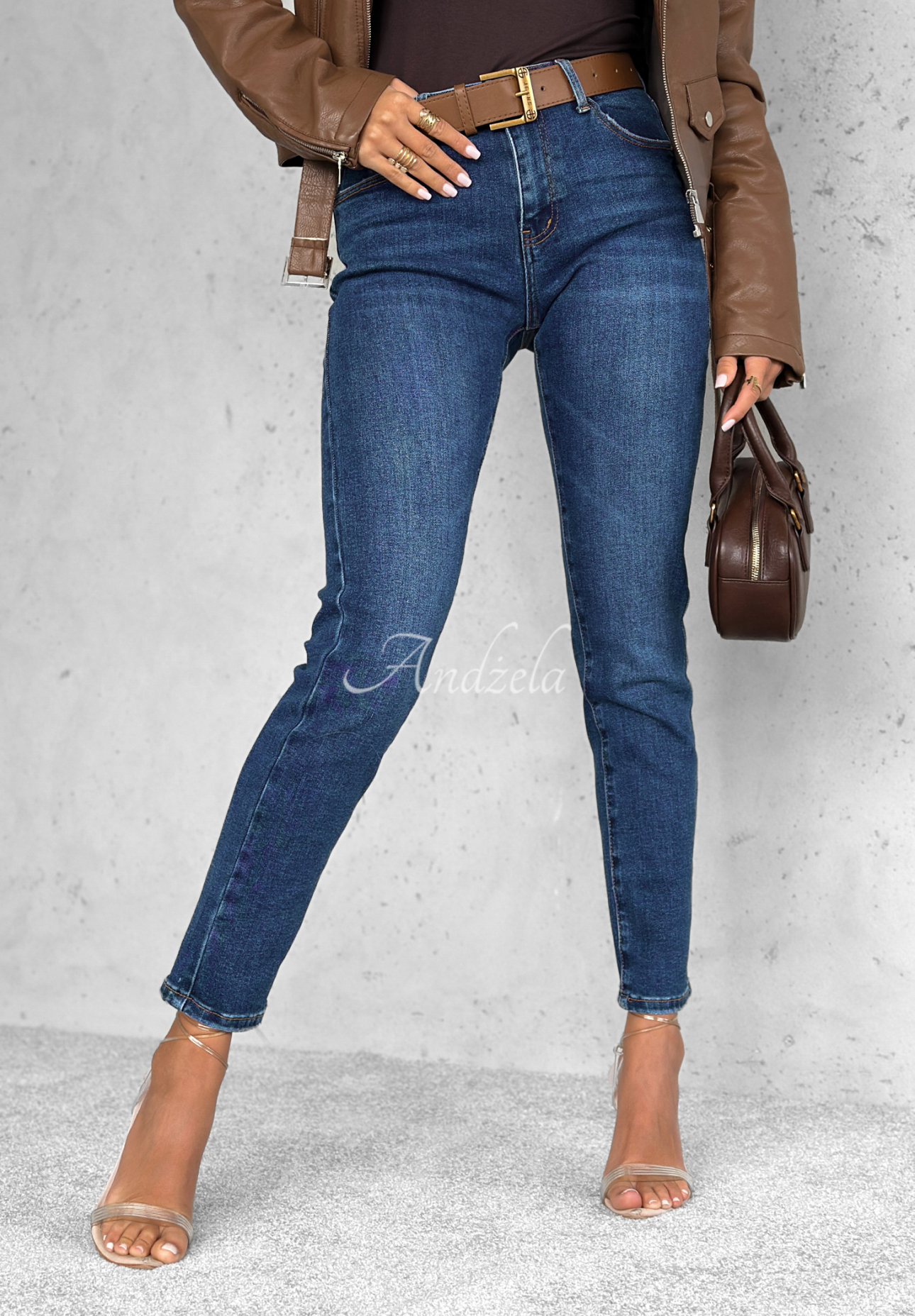 Spodnie jeansowe skinny Holding On niebieskie