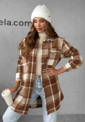 Tea With Cinnamon camel plaid shirt