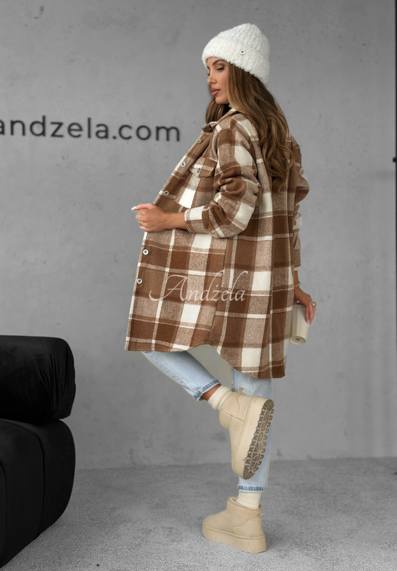 Koszula w kratę Tea With Cinnamon camelowa