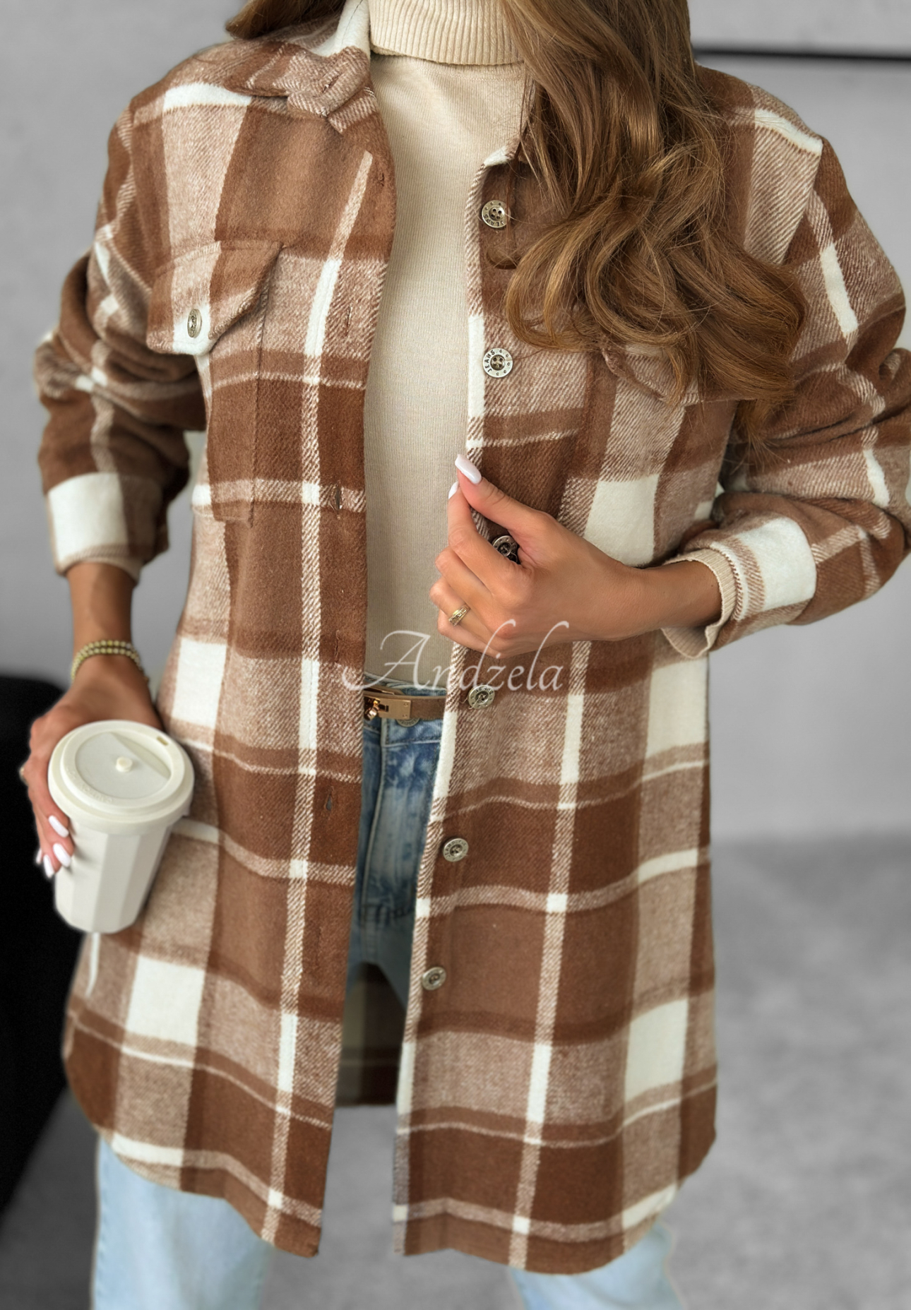 Tea With Cinnamon camel plaid shirt
