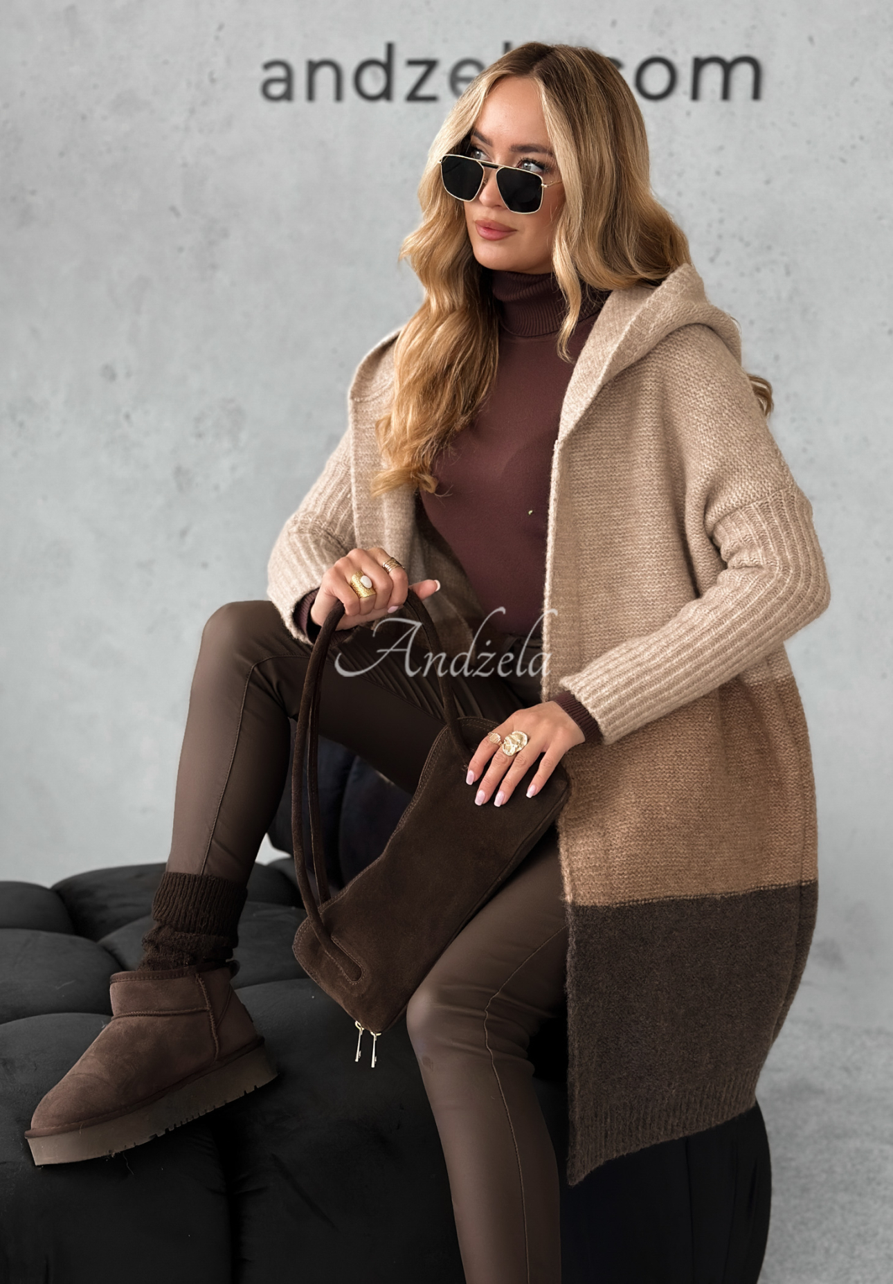 Long wool cardigan Show Me More beige