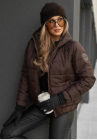 Pikowana kurtka z kapturem Just to Know czekoladowa