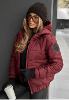 Pikowana kurtka z kapturem Just to Know burgundowa