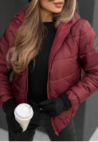 Pikowana kurtka z kapturem Just to Know burgundowa