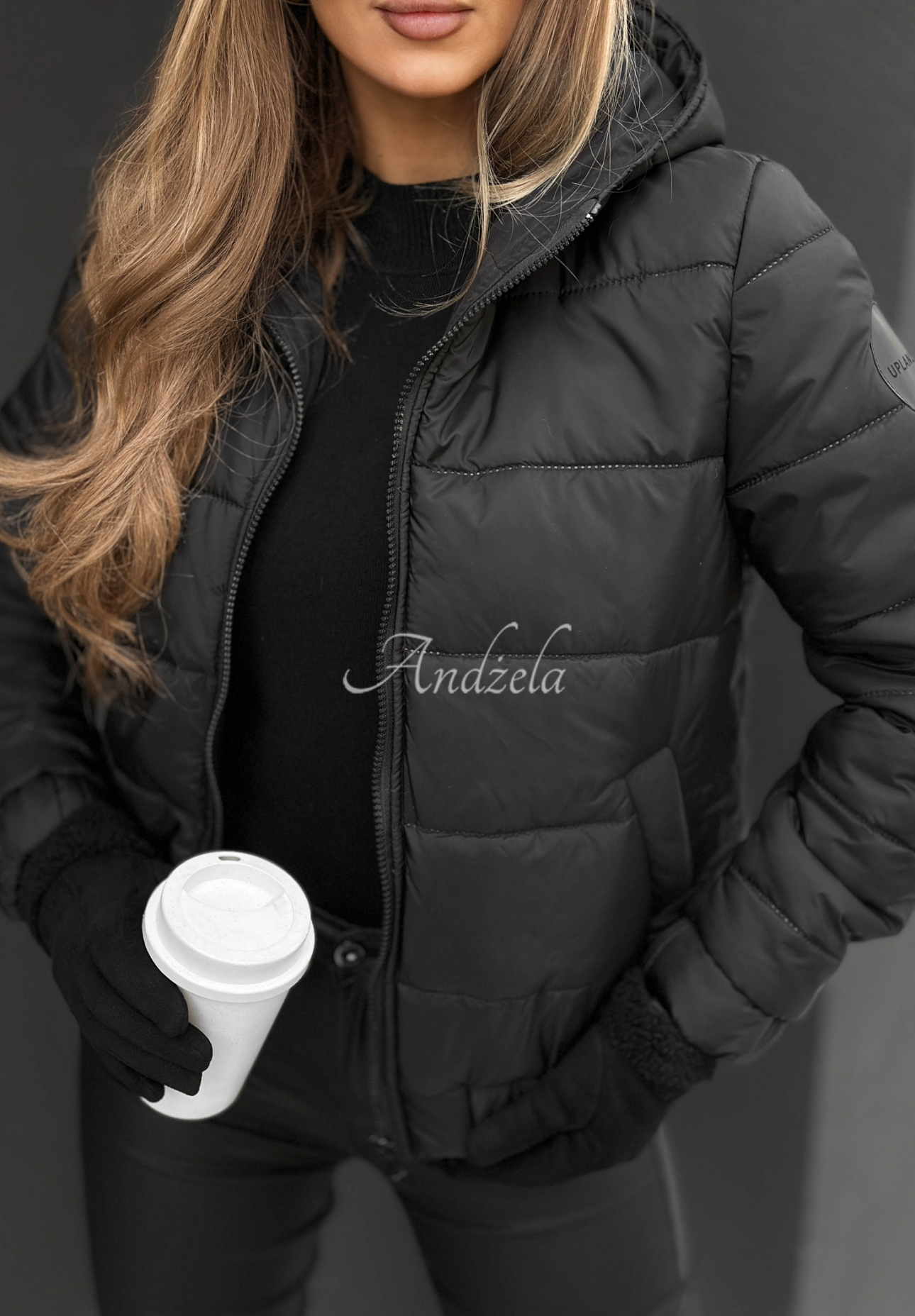 Quilted bomber jacket with hood Just to Know black