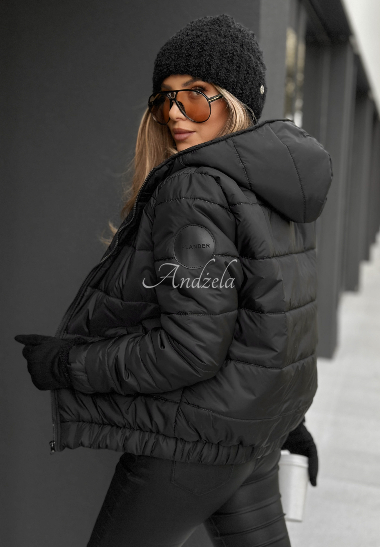 Quilted bomber jacket with hood Just to Know black