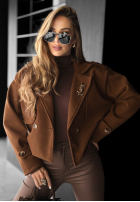 Krótki płaszcz We Never Talk czekoladowy