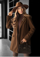 Krótki jednorzędowy płaszcz Alison czekoladowy