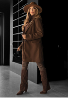Krótki jednorzędowy płaszcz Alison czekoladowy