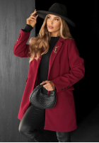 Krótki jednorzędowy płaszcz Alison burgundowy