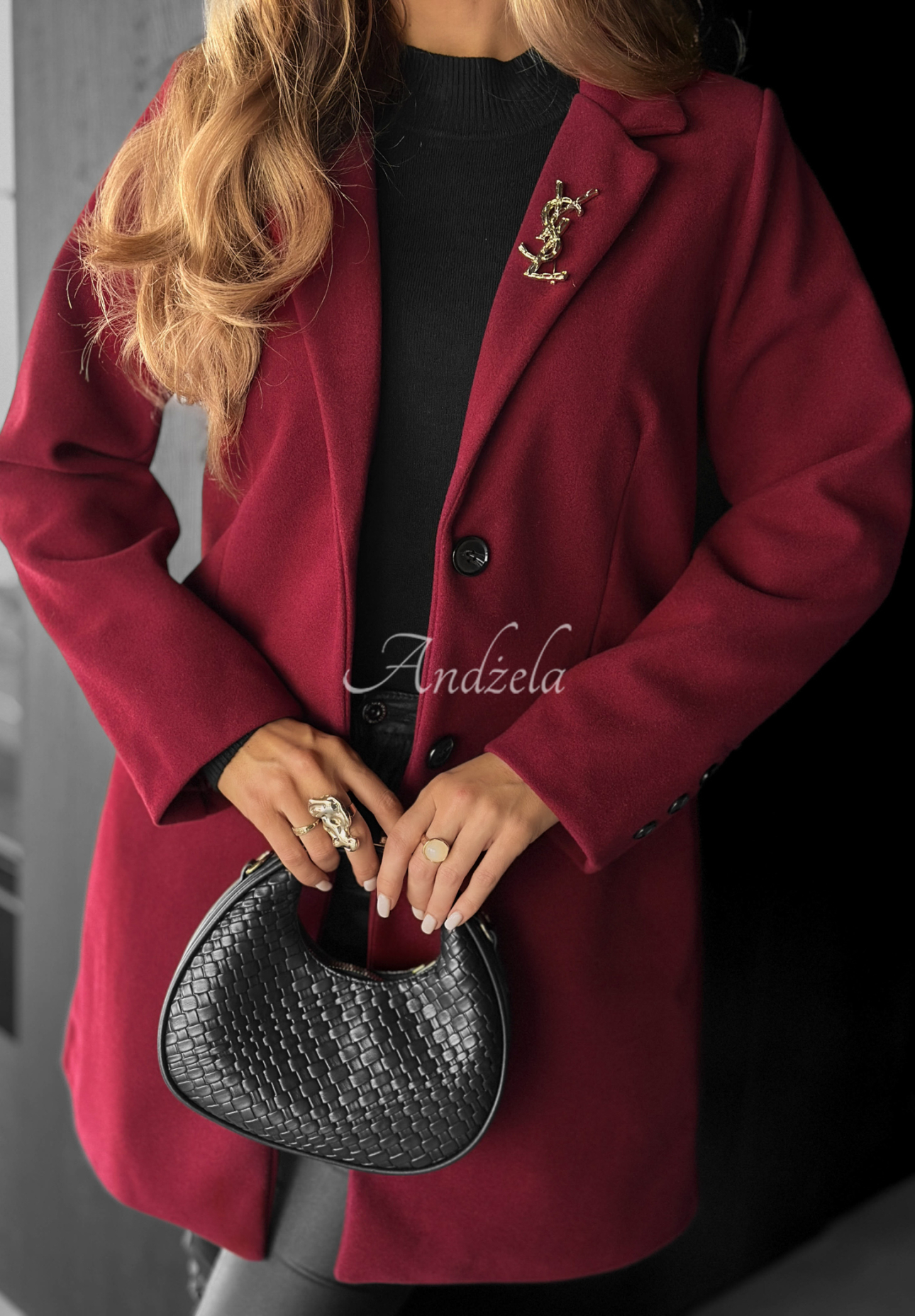 Short single-breasted coat Alison burgundy
