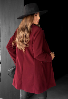 Krótki jednorzędowy płaszcz Alison burgundowy