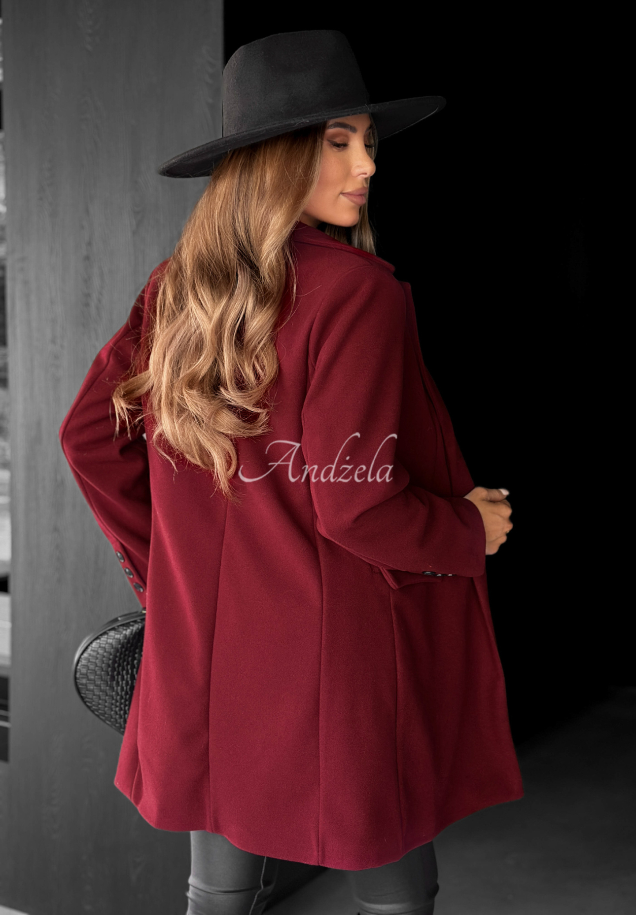 Short single-breasted coat Alison burgundy