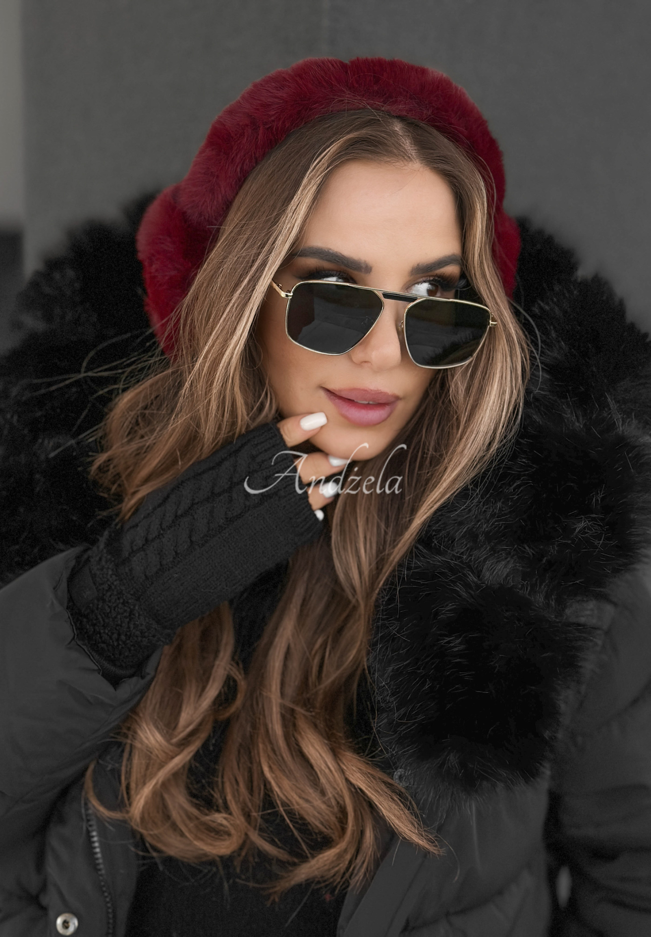 Frosty Kiss burgundy fur ear muffs