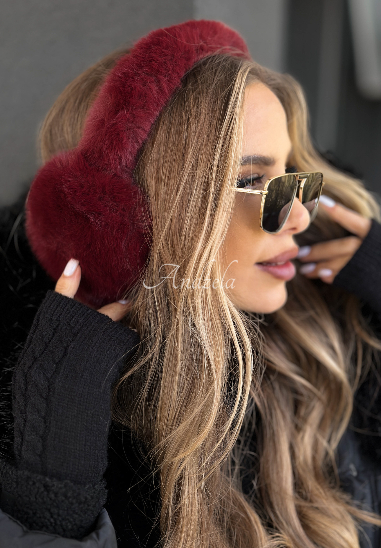 Frosty Kiss burgundy fur ear muffs