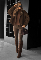 Krótka kurtka bomberka Remember Us czekoladowa