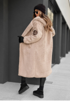 Płaszcz kożuszek z kapturem Before Frost beżowy