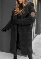 Płaszcz kożuszek z kapturem Before Frost czarny