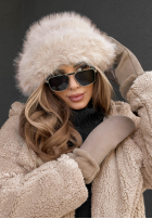 Czapka bucket hat z futerkiem Winter Cuddles beżowa