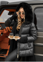 Pikowana kurtka z futerkiem Something Like That czarna